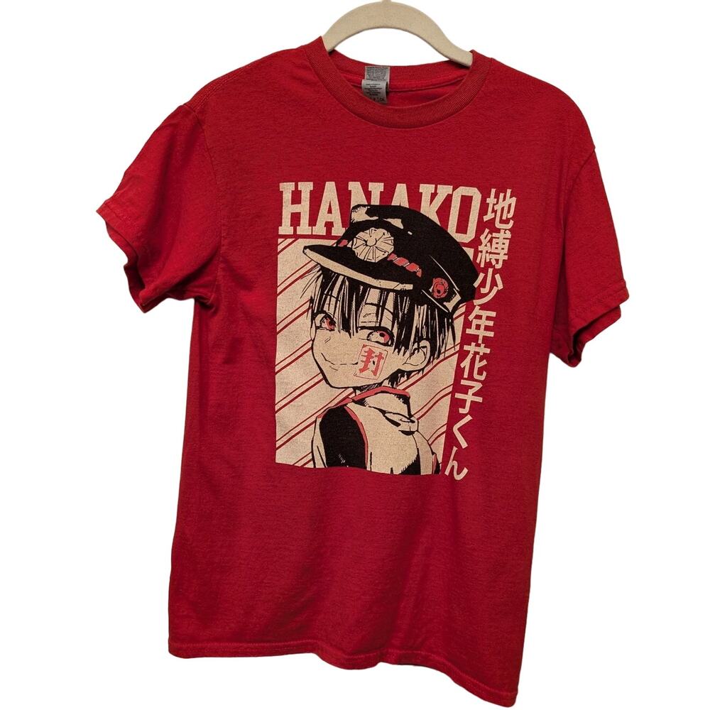 Gildan Toilet-Bound‎ Hanako-Kun Graphic T-Shirt Red Anime Heavy Cotton Crew Neck